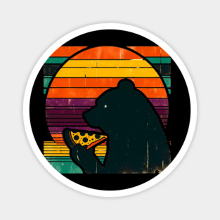 Funny Bear Eating Pizza Magnet