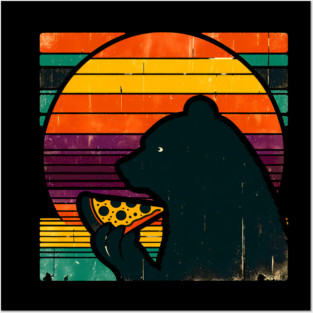Funny Bear Eating Pizza Posters and Art