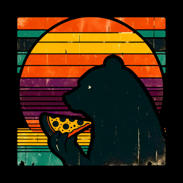 Funny Bear Eating Pizza by logiamerch