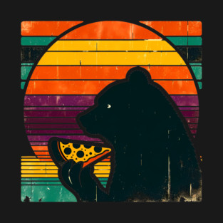 Funny Bear Eating Pizza T-Shirt