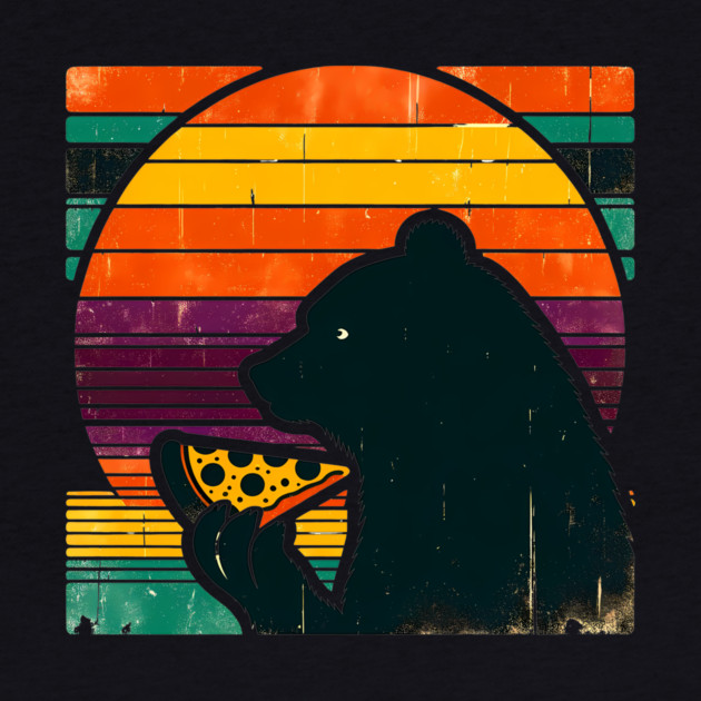 Funny Bear Eating Pizza by logiamerch