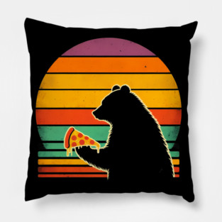 Funny Bear Eating Pizza Pillow