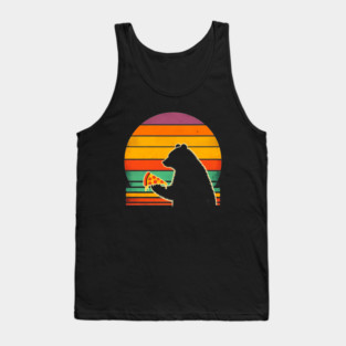 Funny Bear Eating Pizza Tank Top