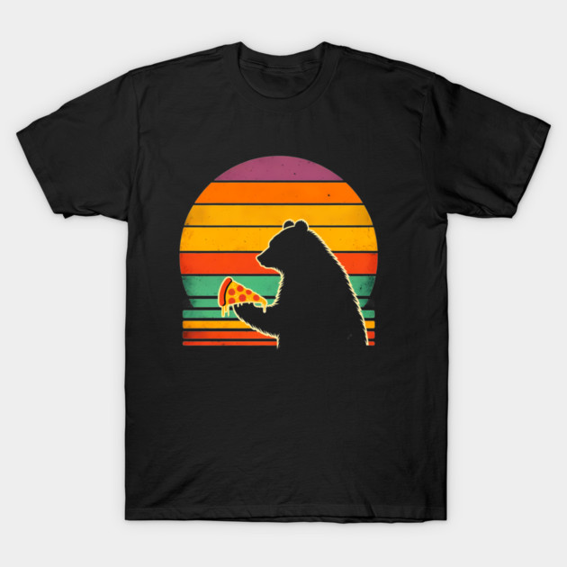 Funny Bear Eating Pizza T-Shirt by logiamerch