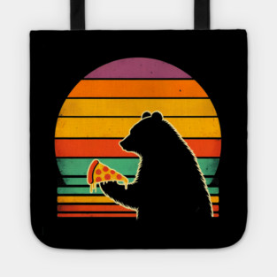 Funny Bear Eating Pizza Tote