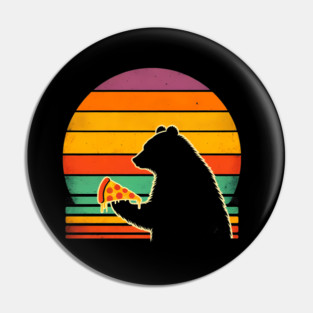 Funny Bear Eating Pizza Pin