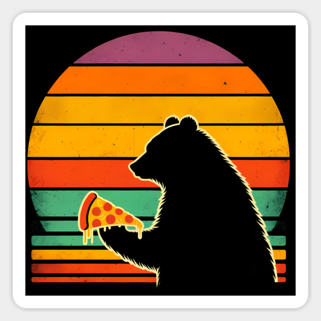 Funny Bear Eating Pizza Sticker by logiamerch