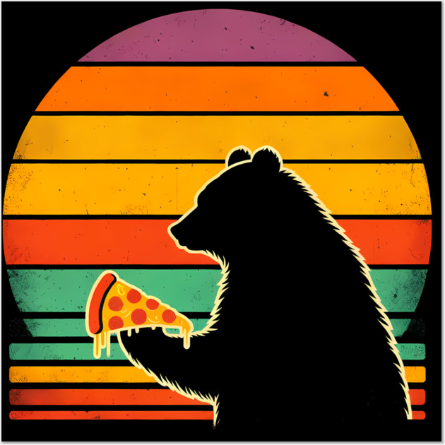 Funny Bear Eating Pizza Wall Art by logiamerch