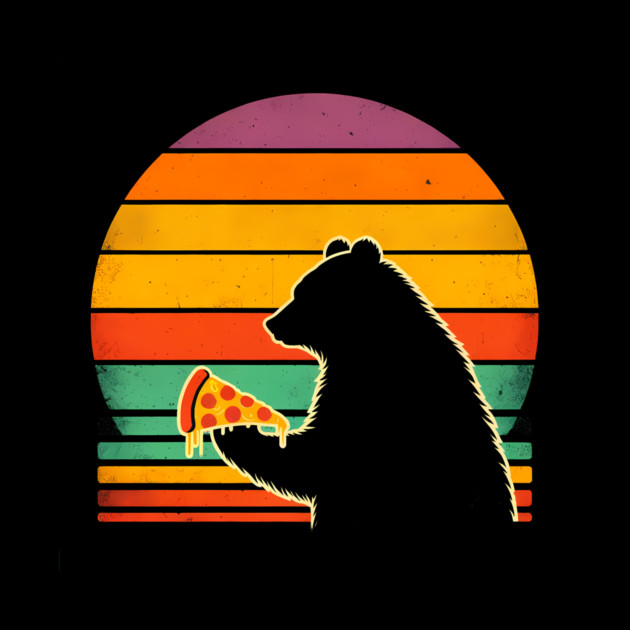 Funny Bear Eating Pizza by logiamerch