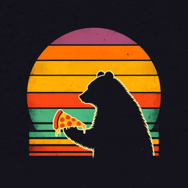 Funny Bear Eating Pizza by logiamerch