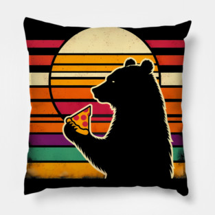 Funny Bear Eating Pizza Pillow