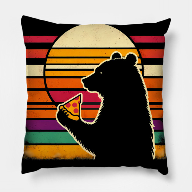 Funny Bear Eating Pizza Pillow by logiamerch
