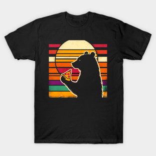 Funny Bear Eating Pizza T-Shirt