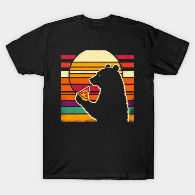 Funny Bear Eating Pizza T-Shirt by logiamerch