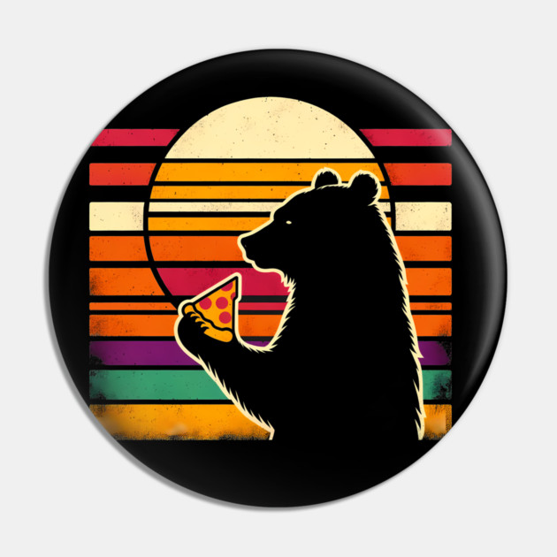 Funny Bear Eating Pizza Pin by logiamerch