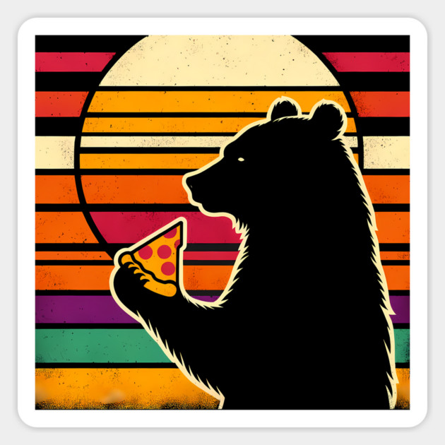 Funny Bear Eating Pizza Sticker by logiamerch