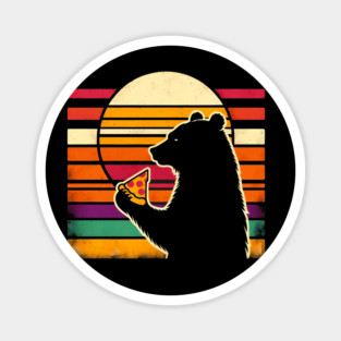 Funny Bear Eating Pizza Magnet