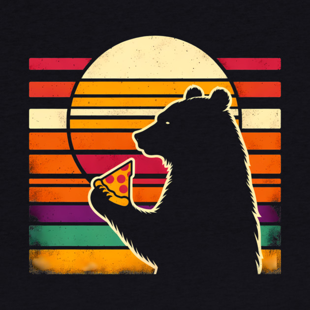 Funny Bear Eating Pizza by logiamerch