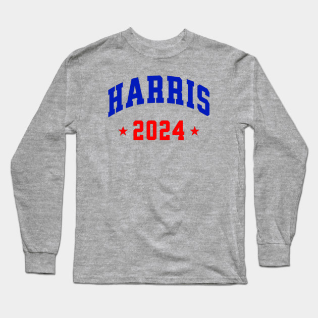 Harris 2024 Blue and Red Long Sleeve T-Shirt by UrbanLifeApparel