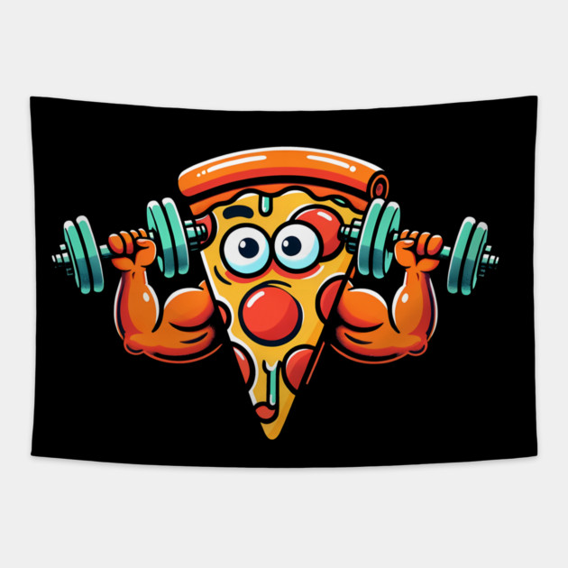 Funny Lifting Workout, Pizza Lover Tapestry by logiamerch