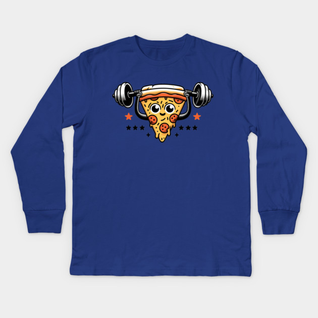 Funny Lifting Workout, Pizza Lover Kids Long Sleeve T-Shirt by logiamerch