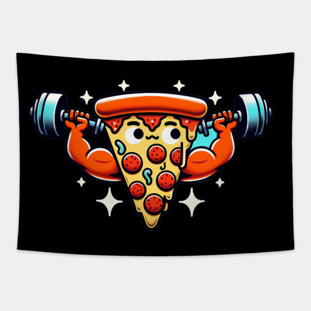 Funny Lifting Workout, Pizza Lover Tapestry by logiamerch