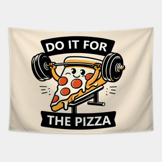 Funny Lifting Workout, Pizza Lover Tapestry by logiamerch