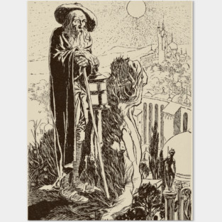 Vintage Wizard Illustration Artwork Posters and Art