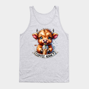 Coffee Addict (Highland Cow) Tank Top