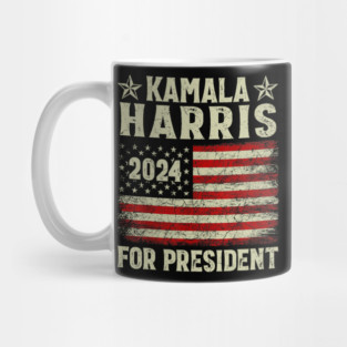 Vintage Kamala Harris 2024 For President American Flag Mug