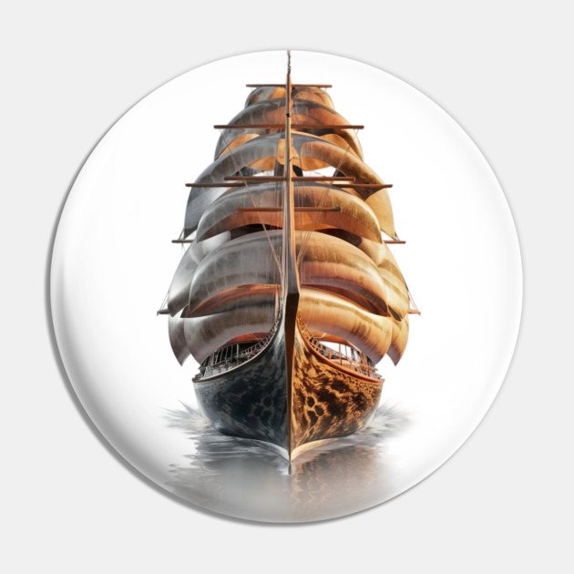 A Large Sailing Ship with Multiple Sails, Beautifully Reflecting on the Water’s Surface Pin by animegirlnft