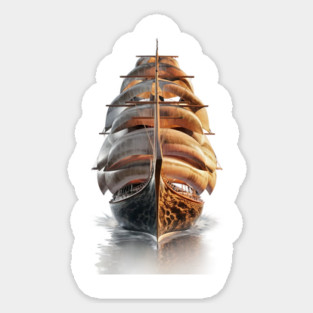 A Large Sailing Ship with Multiple Sails, Beautifully Reflecting on the Water’s Surface Magnet