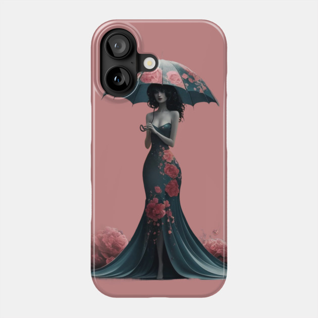 Figure in an Elegant Holding an Umbrella Phone Case by animegirlnft