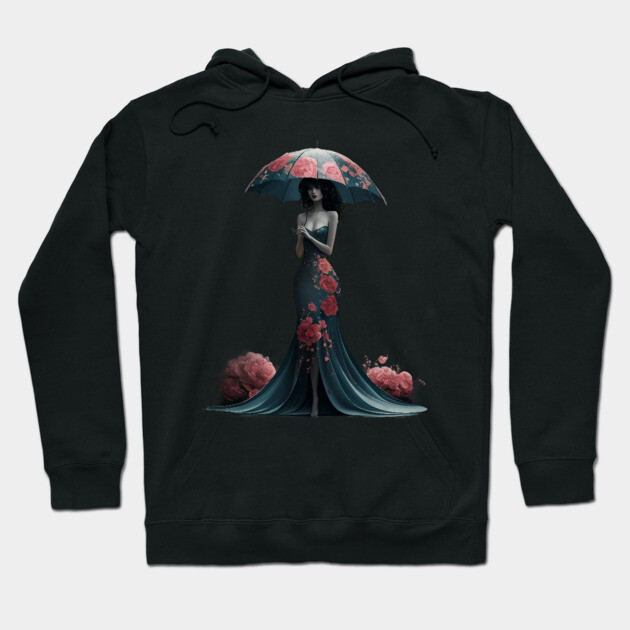 Figure in an Elegant Holding an Umbrella Hoodie by animegirlnft