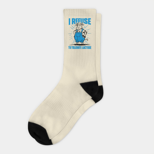 I Refuse To Tolerate Lactose Funny Vegan Meme Socks by Anticorporati