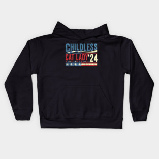 Childless Cat Lady Kamala 2024 Kids Hoodie