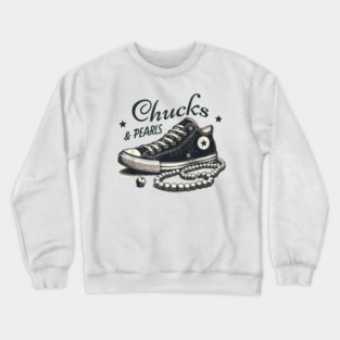 Chucks And Pearls I'M With Her Kamala 2024 Retro Vintage Crewneck Sweatshirt