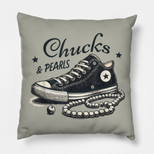 Chucks And Pearls I'M With Her Kamala 2024 Retro Vintage Pillow