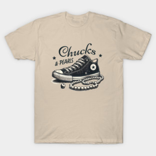 Chucks And Pearls I'M With Her Kamala 2024 Retro Vintage T-Shirt