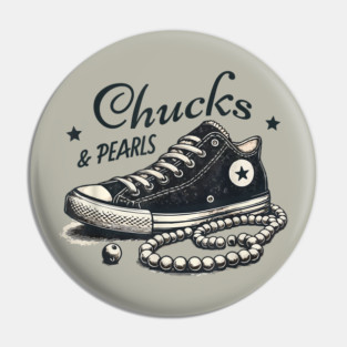 Chucks And Pearls I'M With Her Kamala 2024 Retro Vintage Pin