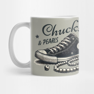 Chucks And Pearls I'M With Her Kamala 2024 Retro Vintage Mug