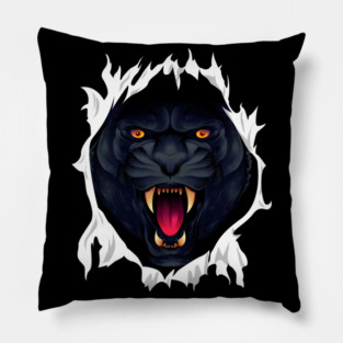 A Black Panther Ripping Through Fabric Pillow