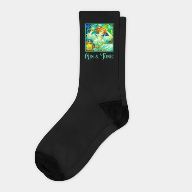 Art Nouveau Gin & Tonic Socks by HolidayBug