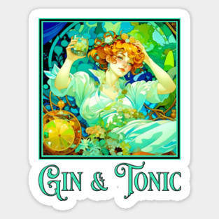 Art Nouveau Gin & Tonic Sticker