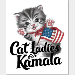 CAT LADIES FOR KAMALA | KAMALA HARRIS Posters and Art