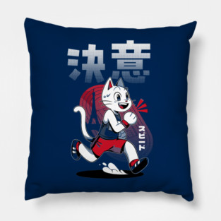 Cat Running Paris by Tobe Fonseca Pillow