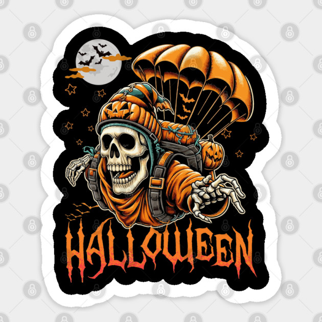 Halloween Skeleton Skydiving Sticker by JessArty