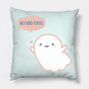 Cute Ghost says Hey Bootiful Pillow
