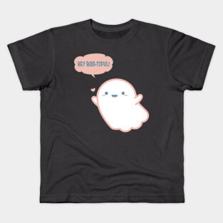 Cute Ghost says Hey Bootiful Kids T-Shirt