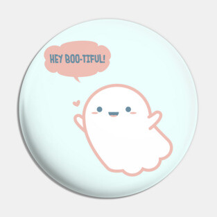 Cute Ghost says Hey Bootiful Pin